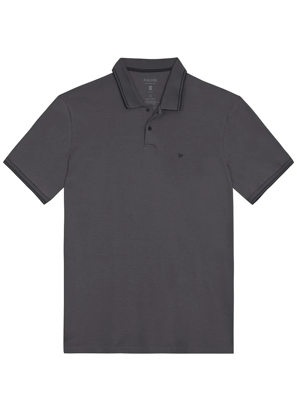 Malwee - Camisa Polo Tradicional em Piquet Plus Cinza Graf