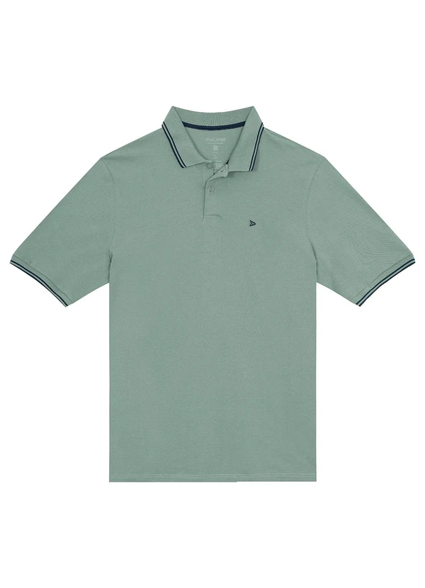 Malwee - Camisa Polo Tradicional em Piquet Plus Verde Água