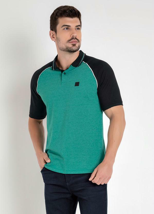 Cia Gota - Camisa Polo Verde com Mangas Raglan Cia Gota