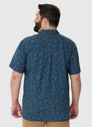 Malwee - Camisa Regular Tropical com Linho Plus Azul Escur - MALWEE