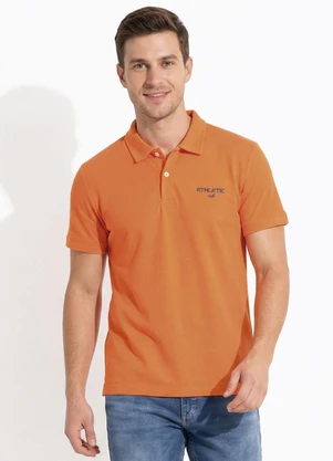 Fakini - Camiseta Masculina Polo Piquet Laranja - FAKINI