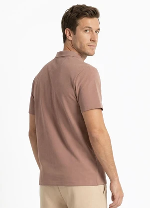 Fakini - Camiseta Masculina Polo Piquet Marrom - FAKINI