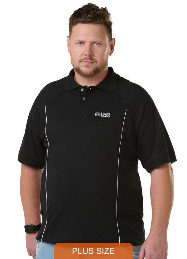 Long Insland - Camiseta Polo Raglan Recorte Preto