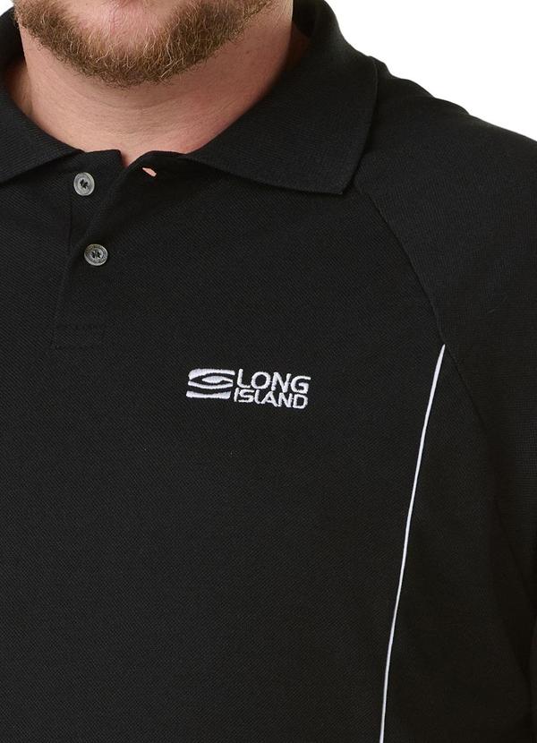 Long Insland - Camiseta Polo Raglan Recorte Preto 2
