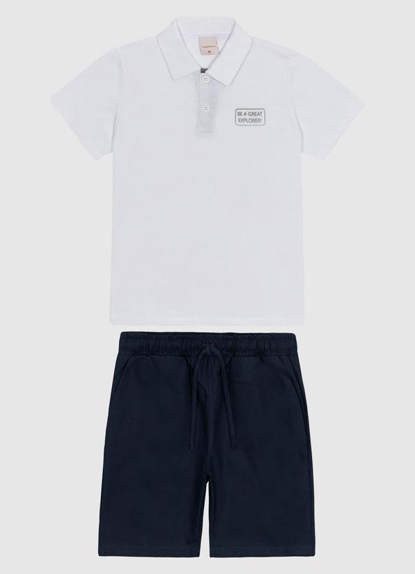Carinhoso - Conjunto Camisa Polo Manga Curta Branco