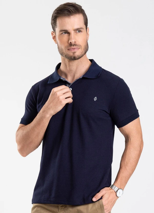 Diametro - Polo Masculina Básica Azul