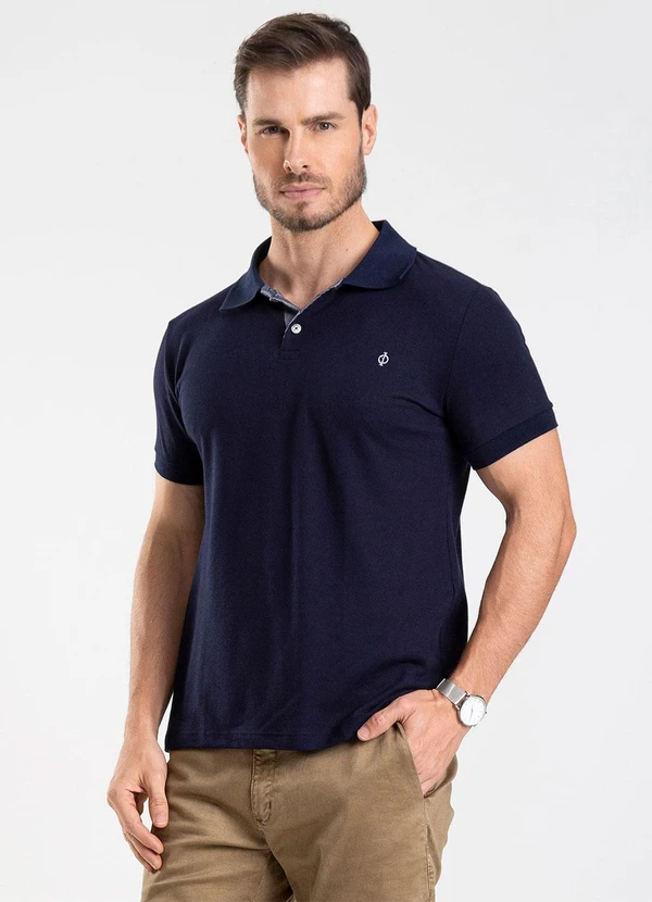 Diametro - Polo Masculina Básica Azul 4
