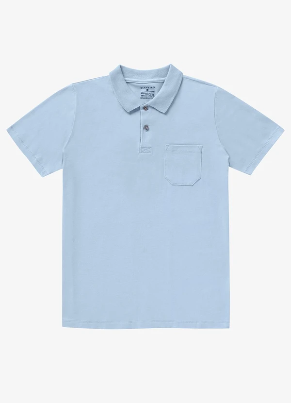 Diametro - Polo Masculina com Bolso Cotton Leve Azul 2