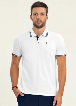 Diametro - Polo Masculina em Cotton Leve Diamentro Branco - DIAMETRO