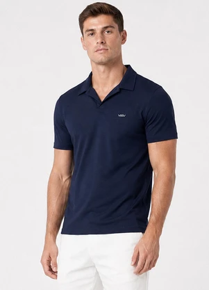 Veev - Polo Masculina em Malha Modal Azul - VEEV