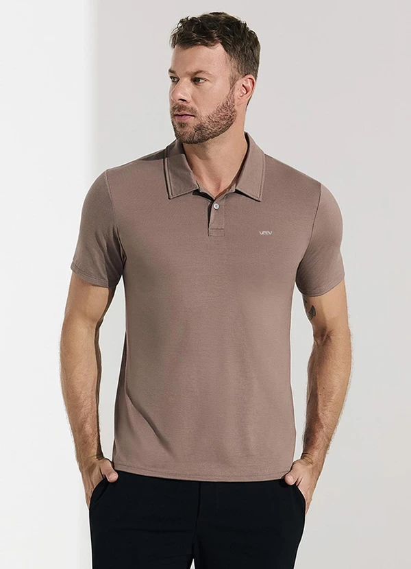 Veev - Polo Masculina em Malha Modal Marrom
