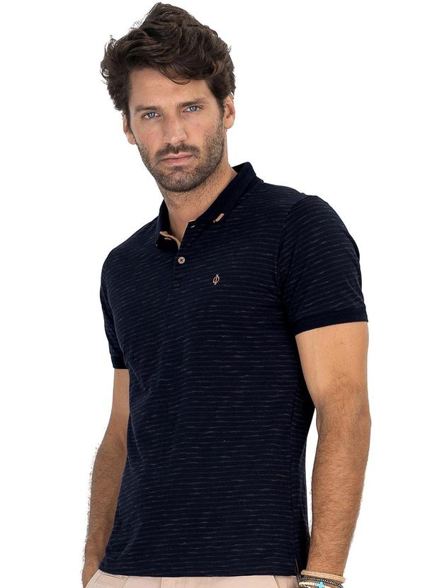 Diametro - Polo Masculina em Meia Malha Fio Tinto Azul