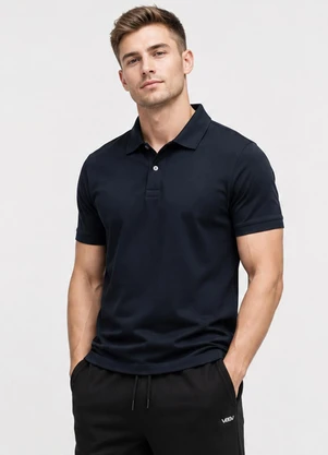 Veev - Polo Masculina em Tecido Poliamida Pique Azul - VEEV