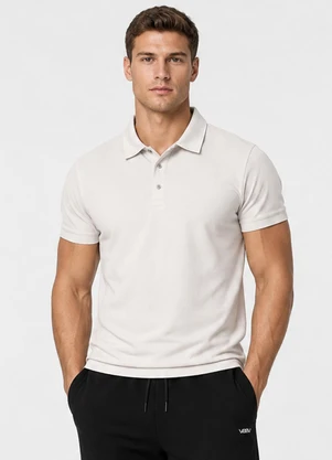 Veev - Polo Masculina em Tecido Poliamida Pique Bege - VEEV