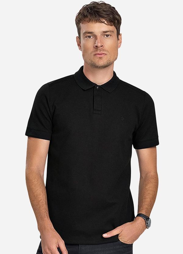 Diametro - Polo Masculina Malha Maquinetada Preto 1