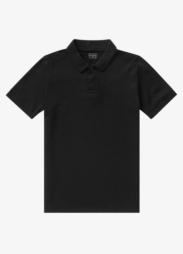 Diametro - Polo Masculina Malha Maquinetada Preto 3