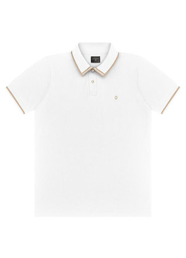 Diametro - Polo Masculina Manga Curta em Piquet Branco