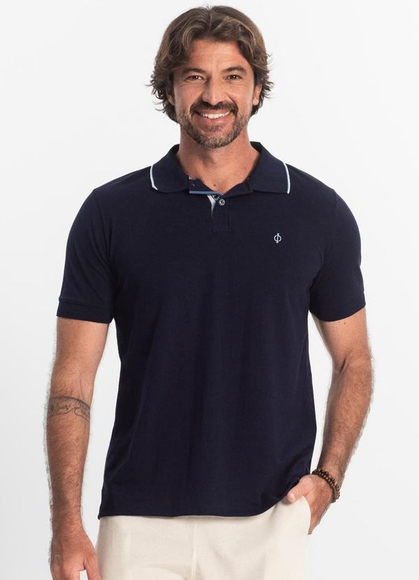 Diametro - Polo Masculina Pique Azul