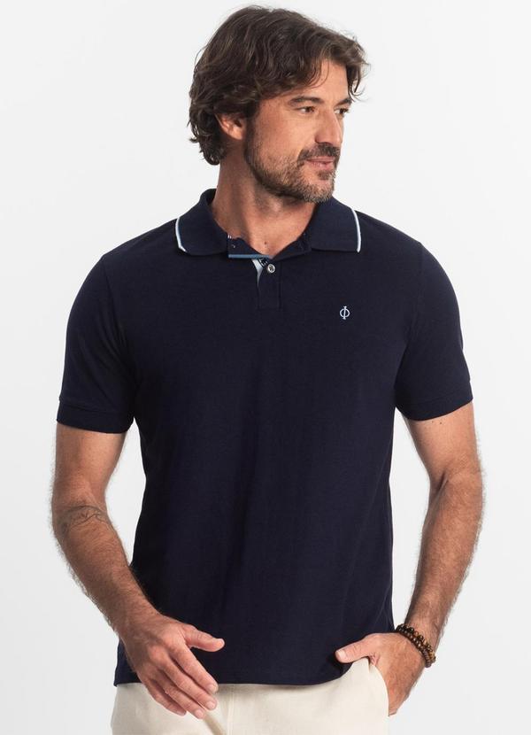 Diametro - Polo Masculina Pique Azul 4