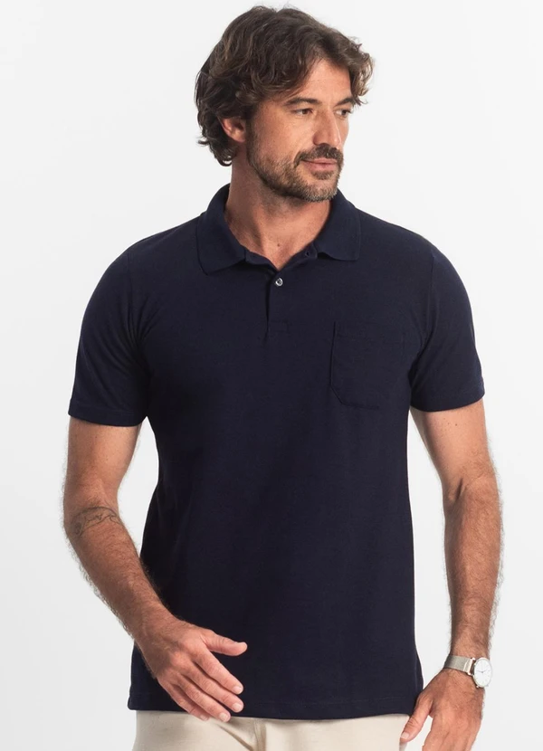 Diametro - Polo Masculina Pique Azul