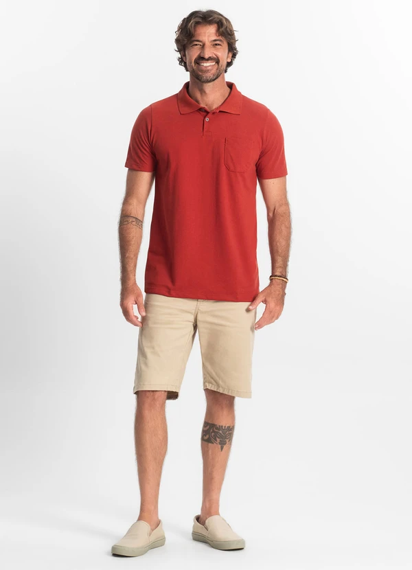 Diametro - Polo Masculina Pique Vermelho 4