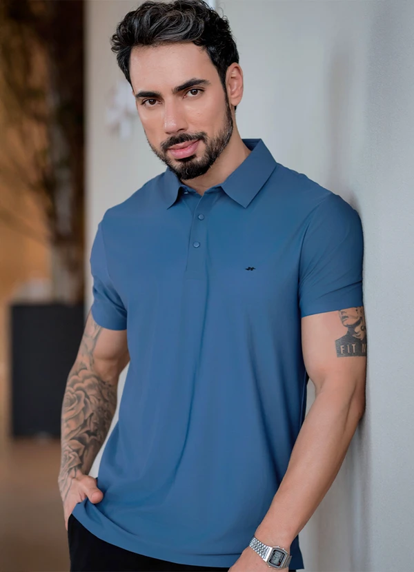 Hiatto Confecção - Polo Sporttech Botão Masculina Marinho 1