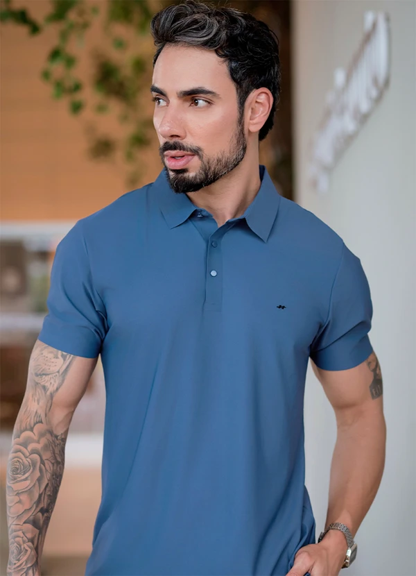 Hiatto Confecção - Polo Sporttech Botão Masculina Marinho 3