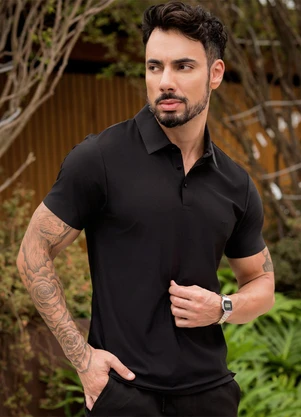 Hiatto Confecção - Polo Sporttech Botão Preto - HIATTO CONFECÇÃO