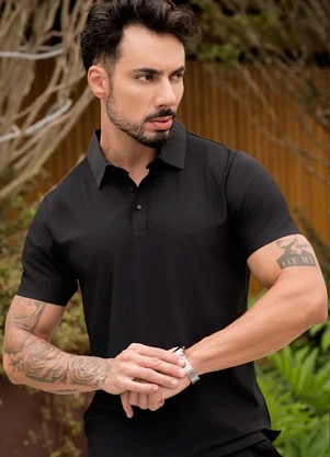 Hiatto Confecção - Polo Sporttech Botão Preto - HIATTO CONFECÇÃO