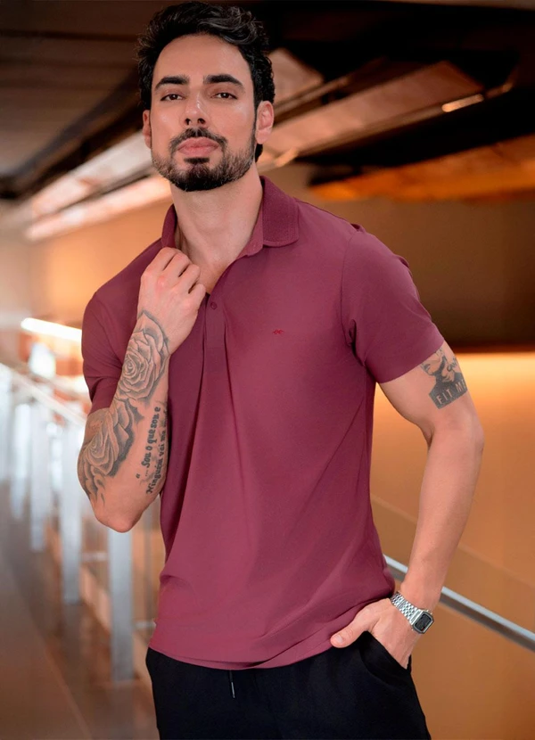 Hiatto Confecção - Polo Sporttech Gola Masculina Bordo 2