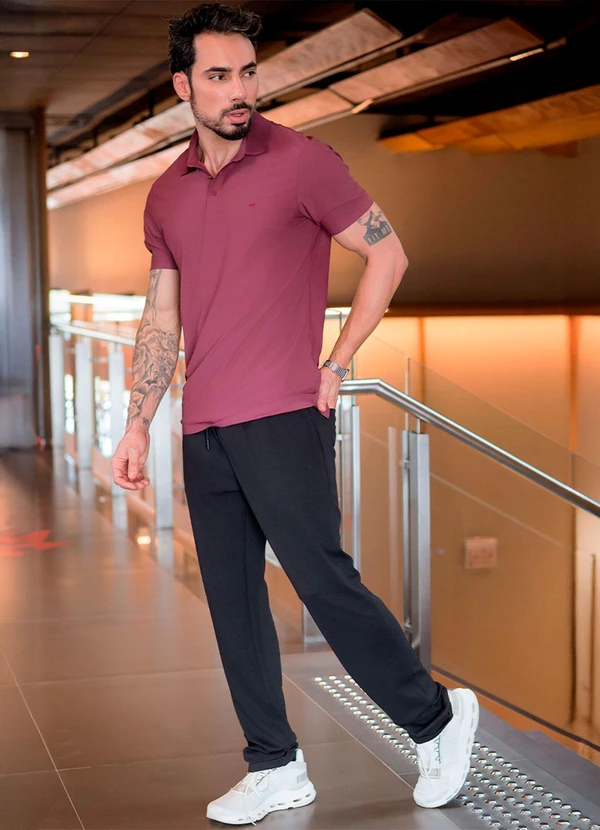 Hiatto Confecção - Polo Sporttech Gola Masculina Bordo 3