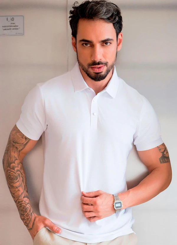 Hiatto Confecção - Polo Sporttech Gola Masculina Branco 1