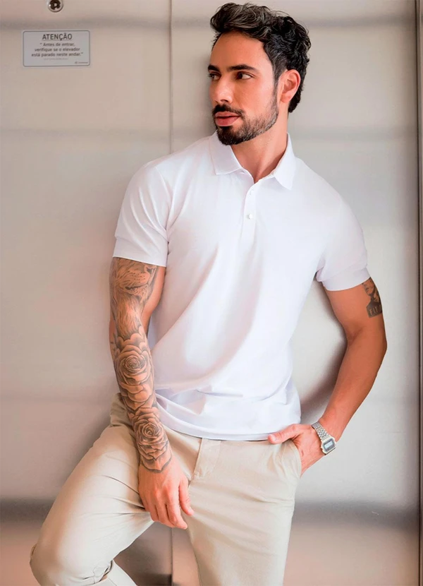 Hiatto Confecção - Polo Sporttech Gola Masculina Branco 2