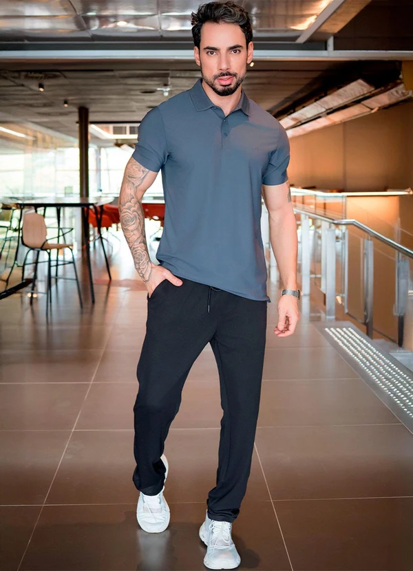 Hiatto Confecção - Polo Sporttech Gola Masculina Grafite 3