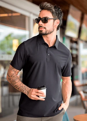 Hiatto Confecção - Polo Sporttech Masculina Preto - HIATTO CONFECÇÃO