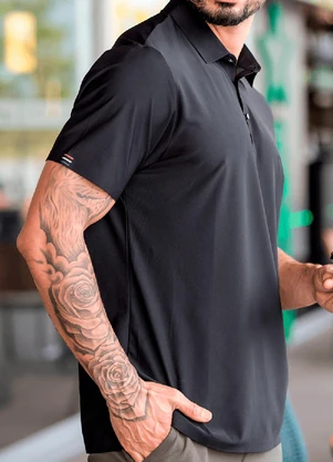 Hiatto Confecção - Polo Sporttech Masculina Preto - HIATTO CONFECÇÃO