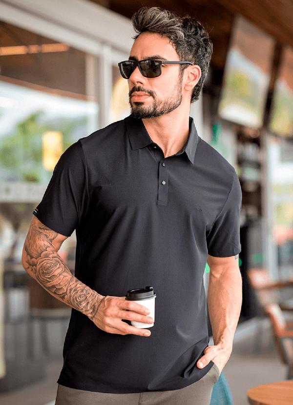 Hiatto Confecção - Polo Sporttech Masculina Preto