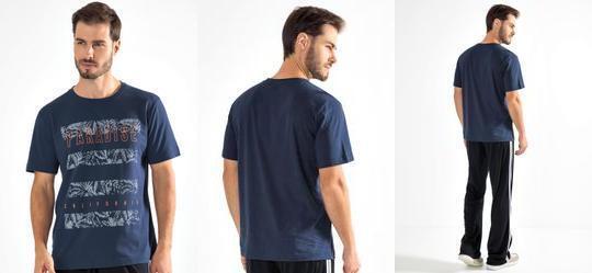 Blusa Azul Escuro em Malha de Algodo