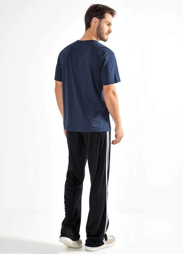 Moda Pop - Blusa Azul Escuro em Malha de Algodão 3