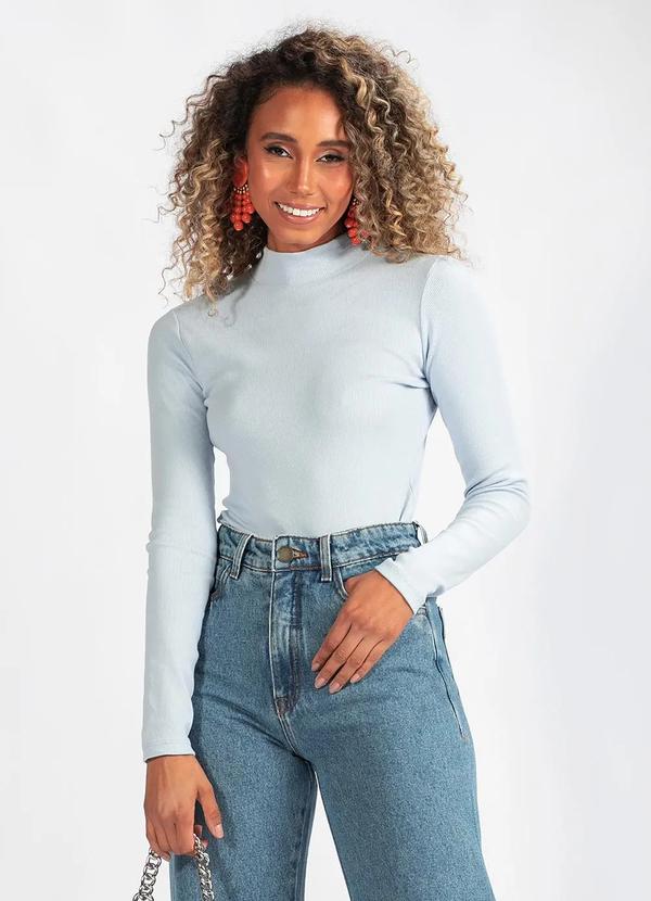 Hering - Blusa Manga Longa em Algodão Azul