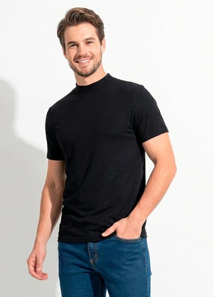 Moda Pop - Blusa Preto em Canelado - MODA POP