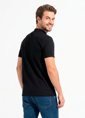 Moda Pop - Blusa Preto em Canelado - MODA POP