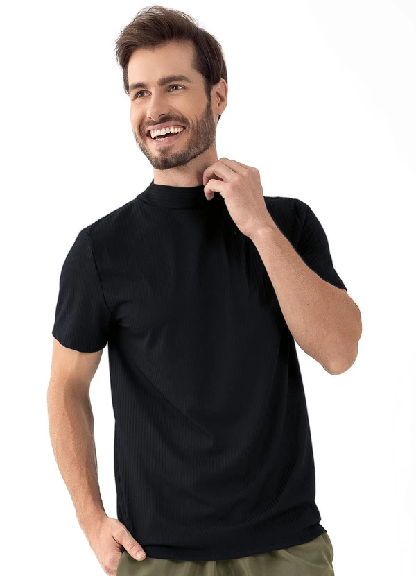 Moda Pop - Blusa Preto em Canelado