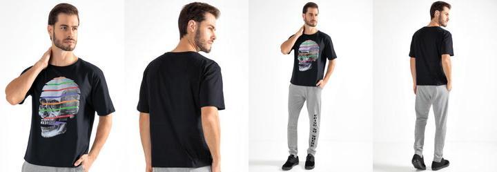 Blusa Preto em Malha de Algodo