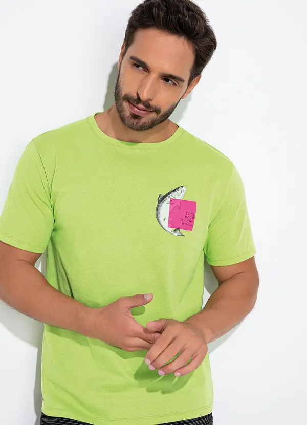 Moda Pop - Blusa Verde Lima em Malha de Algodão