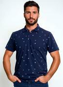 Camisa Gola Polo em Piquet Azul 