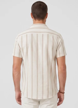 Diametro - Camisa Masculina Linho Maquinetado Bege - DIAMETRO