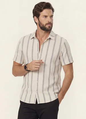 Diametro - Camisa Masculina Linho Maquinetado Preto - DIAMETRO