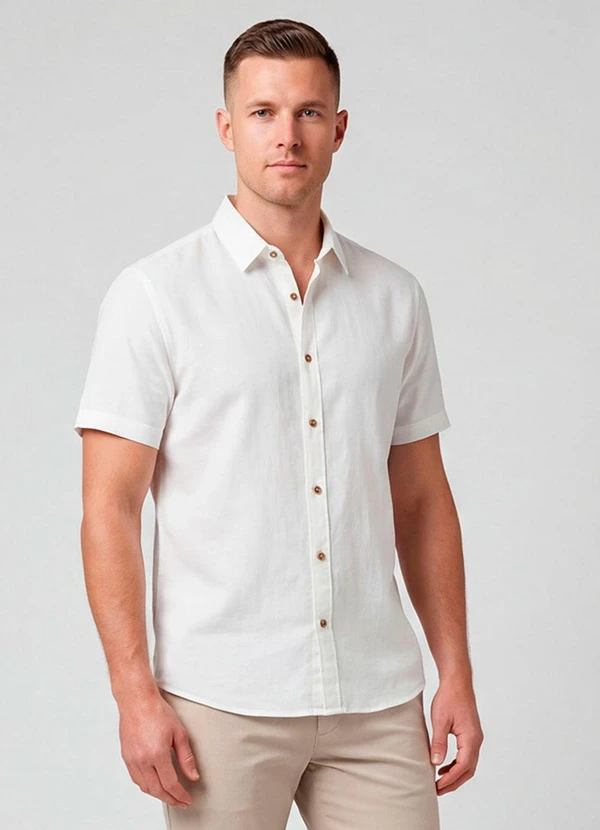 Select - Camisa Masculina Malha Flamê Bege 1