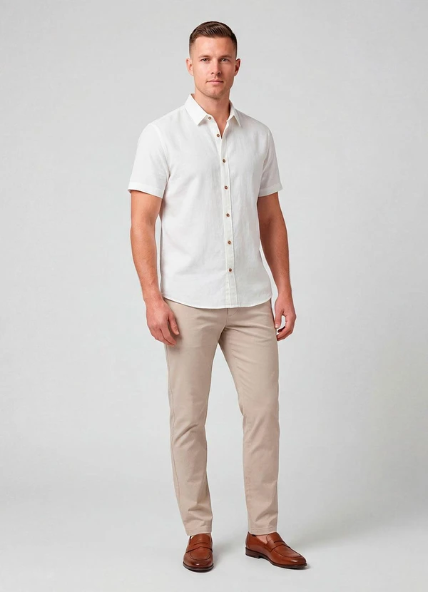 Select - Camisa Masculina Malha Flamê Bege 2